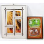 P Vaillant. No Orange, four abstract canvas panels, mounted on cross frame metal rods, signed,