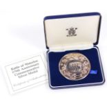 An Elizabeth II Royal Mint Battle of Waterloo 175th Anniversary Commemorative silver medal,