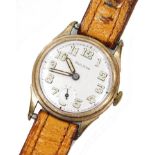 A World War II era gents Bulova wrist watch, with 2.5cm dia., Arabic dial with subsidiary second