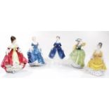 Five various Royal Doulton figures, comprising of Coralie HN2307, 18cm high, Southern Belle,