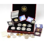 Various collectable coins, etc, Festival of Britain cased crown, WWII Africa star medal, a Queen's