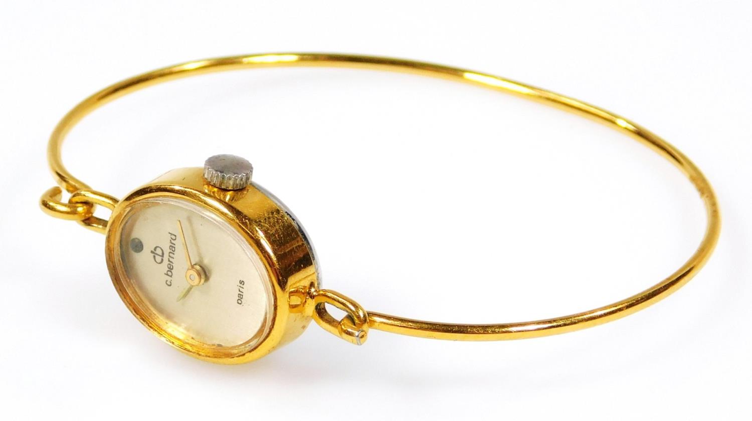 A C Bernard modern ladies wristwatch, gold plated. - Bild 2 aus 2