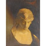 19thC English School. Sculpture quarter profile, oil on canvas, unsigned, 37cm x 25cm, in a