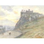 James Kinnear (Scottish, Fl.1875-1917). Edinburgh Castle and Johnston Terrace, watercolour,