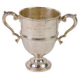 A George V silver military boxing trophy, of twin handled baluster form, engraved BAOR Team