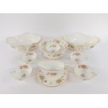 A pair of Minton porcelain quadrilobe bowls decorated in the Marlow pattern, together with a