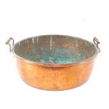 A Victorian twin handled copper jam pan, 52cm dia.
