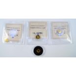 Four gold coronation portrait commemorative coins, the smallest gold coins of the world