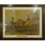 19thC School. Daniel O'Rourke, a gentleman with a race horse, coloured engraving, 47cm x 64cm