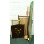 Miscellaneous items, to include a child's deck chair, a wash board, a firescreen etc.