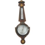 An Edwardian mahogany and inlaid aneroid barometer, with presentation plaque from the East London