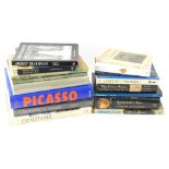 Various art history books, to include volumes on Picasso, Beardsley, Medieval Art, to include The