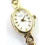 A Rotary ladies wristwatch, with oval watch head, on plated bracelet, yellow metal marked 9ct to