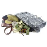 A quantity of military uniform etc, to include caps, a jacket, cloth badges etc.