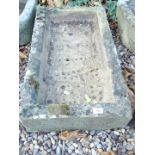 A hewn stone rectangular sink or planter, 76cm L.