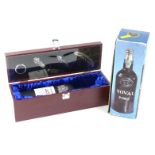 A bottle of Taylor's 40 years old Tawny Port, in presentation box with corkscrew stoppers, etc.