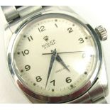 A Rolex Oyster gents wristwatch, on stainless steel strap, marked lugs 55778350 19, with box and