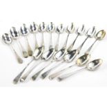 Sixteen various 19thC and later silver teaspoons, 7¼oz.