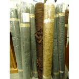 Various rolls of Indian silk type voile, mainly shades of green. (27 rolls approx.)