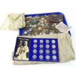 A large quantity of mainly British silver and some foreign nickel silver and brass coins etc., to