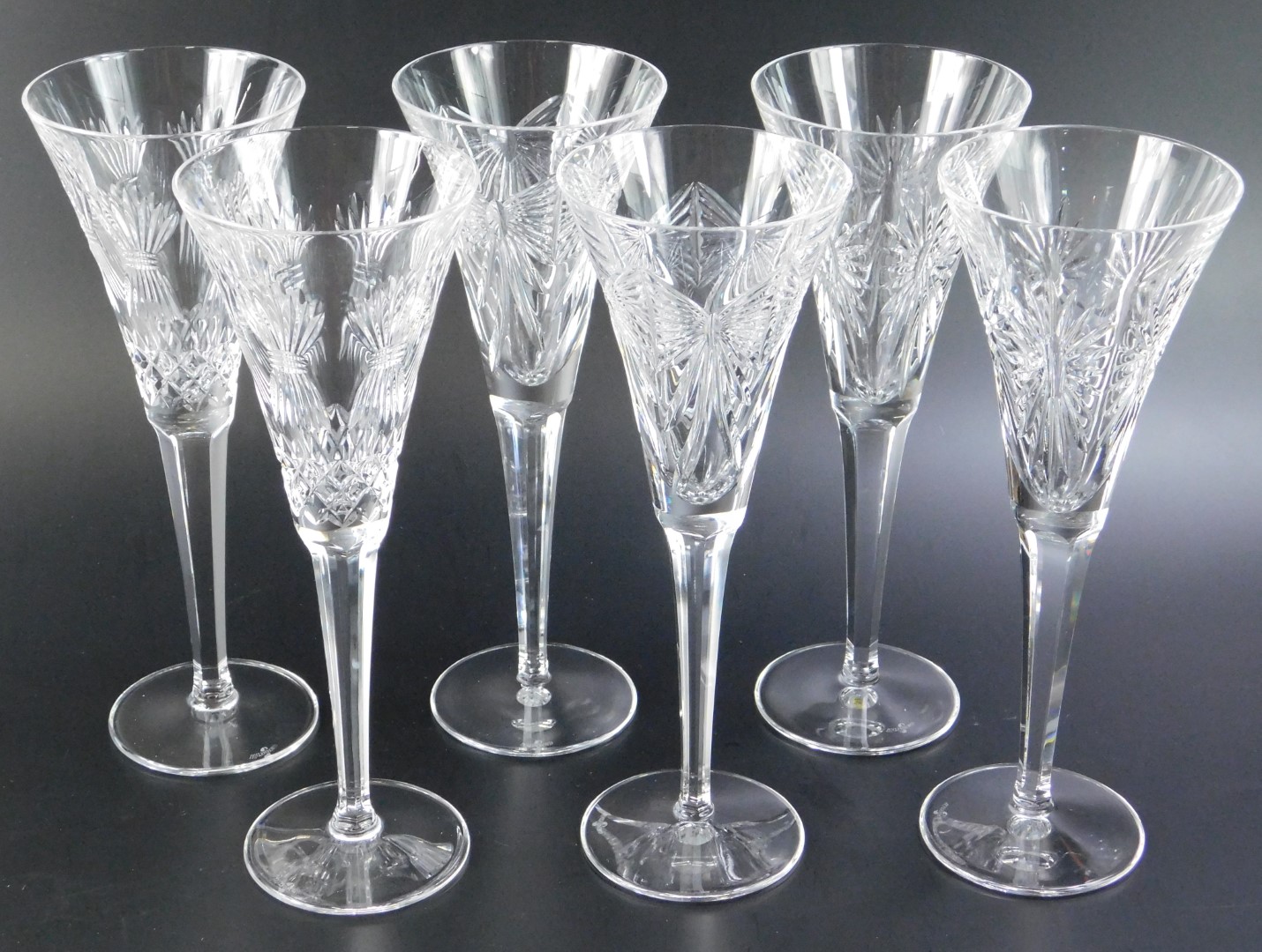 Waterford Crystal Millennium Collection Toast The Year 2000 champagne flute set, each glass 24cm