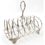 A Victorian silver six slice toast rack, marks rubbed, 7oz.