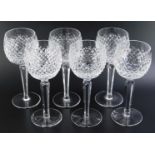 A set of six Waterford Crystal Alana hock glasses, 20cm H. (6, boxed)