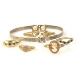 A quantity of dress rings and jewellery, to include two 9ct gold signet rings (AF), 1.5g, four 9ct