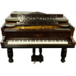 A baby grand piano by George Rogers and Sons of London, in an ebonised mahogany case, number 129212,