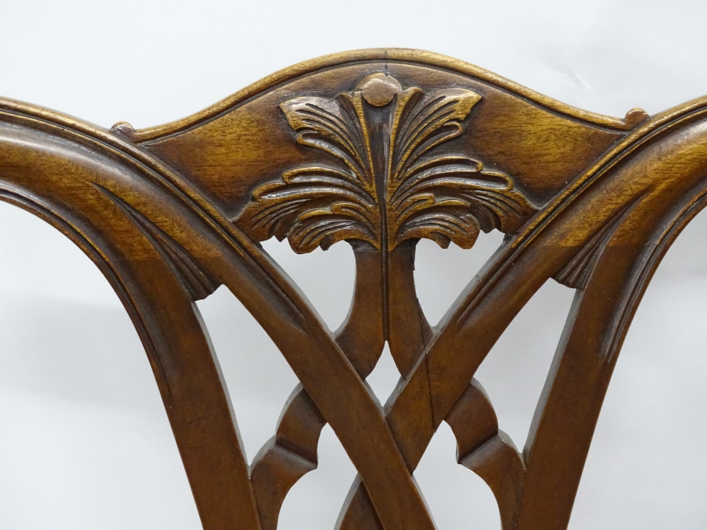 A set of six mahogany dining chair in George III style, each with a pierced splat drop in seat on - Image 2 of 4