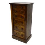 A Victorian walnut Wellington chest, thee six drawers with turned handles on a plinth base, 134cm H,