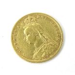 A Victorian 1892 Shield half sovereign, 4g.