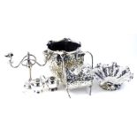 Various items of silver plate, to include a Hukin & Heath cylindrical biscuit barrel modelled as a