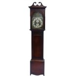 An early 19thC Scottish longcase clock, by Nielson Love, Anderston, the arched dial painted with a