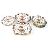 A 19thC Bentick pattern ironstone type part dessert service, to include six plates etc.