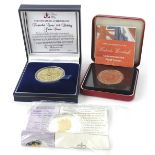 Various coins, to include a 2004 proof five pound coin, 2006 gold plated silver five pound crown,
