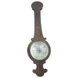 A Victorian figured walnut wheel barometer, with paper dial, (AF), 100cm H.