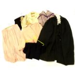 Various ladies garments, to include a silk jacket with purple striped tassel decoration, an