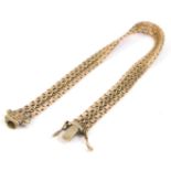 A 9ct gold weaved linked bracelet, 21cm, 13.8g.