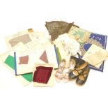 A quantity of textiles, to include stitching lace samples etc. (2 boxes)