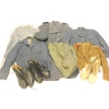 An RAF uniform, with buttons, various other uniforms etc.