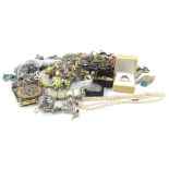 Various vintage costume jewellery, to include a gold plated and enamel nurses watch, cufflinks,