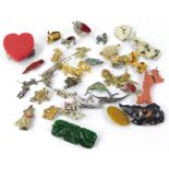 Costume jewellery brooches, to include Bakelite and others, silver and enamel butterfly pin,