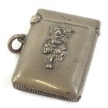 An Edwardian silver Vesta case, mounted with a Lincoln Imp, Birmingham 1905