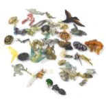 Various costume jewellery brooches, to include Bakelite horse, silver and enamel butterfly, silver