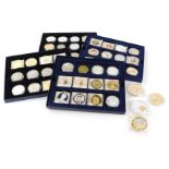 Various commemorative nickel silver, gold plated and other commemorative coins etc. (4 boxes)