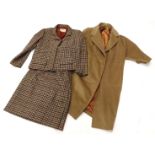 An Aquascutum ladies two piece suit, and a woollen and cashmere ladies beige coat.