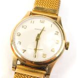 A 9ct Garrards gentleman's watch, having cream dial with applied gilt numerals, gilt pencil hands