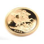 A Royal Mint 2003 United Kingdom gold proof sovereign, in original packaging and presentation case.