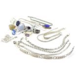 Various silver and other costume jewellery, to include modern stone set dress rings, bracelets and a